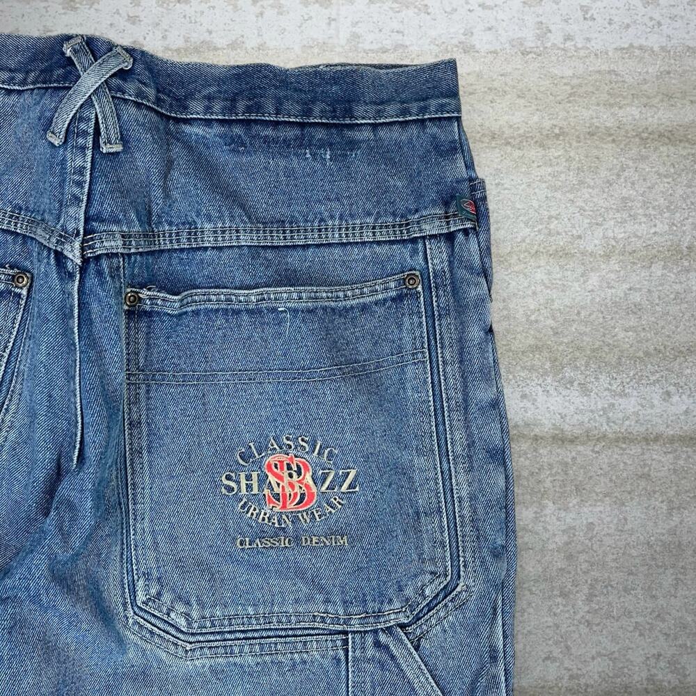 Vintage Y2K Shabazz Skater Carpenter Jeans 36x32  Baggy Wide Leg Dark Wash Denim - Picture 3 of 4